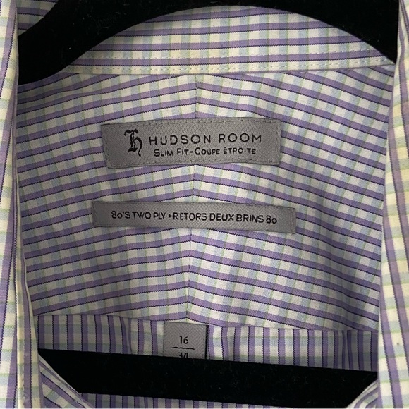 Men’s Purple and Blue Hudson Room Dress Shirt, Size L (16, 34) - Picture 3 of 4